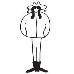 character in winter clothes in doodle style in vector. Template for postcard illustration poster sticker