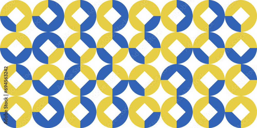 Aufkleber Geometric seamless pattern in bauhaus style. Naive colorful abstract shapes background. Vector flat isolated illustration for poster, cover artwork, background, packing, banner. 