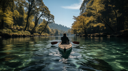 person sitting on a kayak