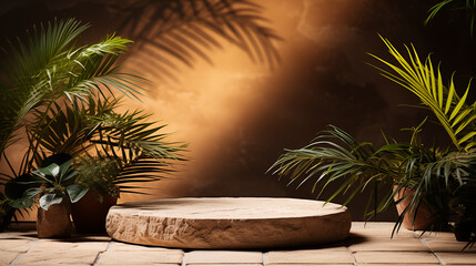 Fototapeta premium podium with home plants