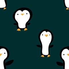 Christmas animals seamless penguin pattern for wrapping paper and fabrics and kids print and winter packaging