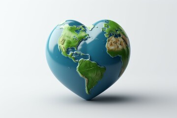 Planet Earth in the shape of a heart with selective focus and copy space