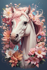 Colourful Fantasy Flower Power Horse
