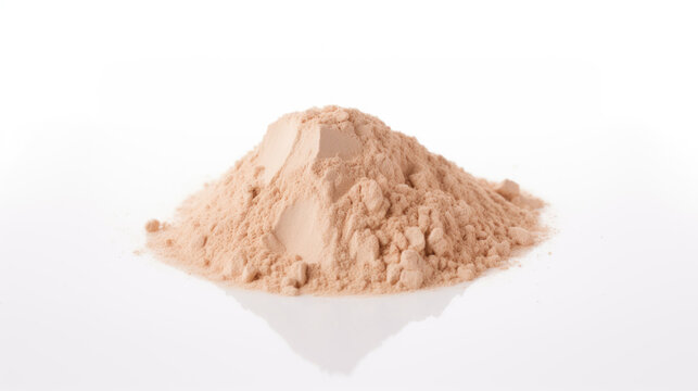 Heap of brown powder depicting heroin isolated on white background