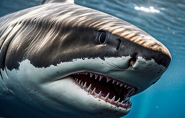 Naklejka premium great white shark in the sea