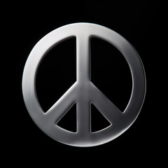 Metal peace sign on black background