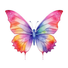 Watercolor Butterfly isolated on white, perfect for Children's Books. Generative AI