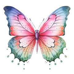 Watercolor Butterfly isolated on white, perfect for Children's Books. Generative AI