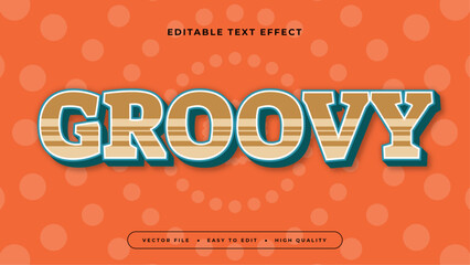 Orange brown and green groovy 3d editable text effect - font style