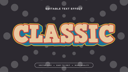 Beige black and blue classic 3d editable text effect - font style