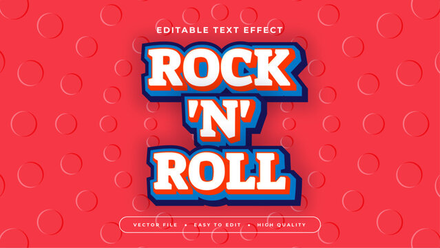 Red white and blue rock n roll 3d editable text effect - font style