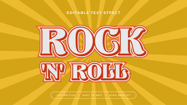 White red and yellow rock n roll 3d editable text effect - font style