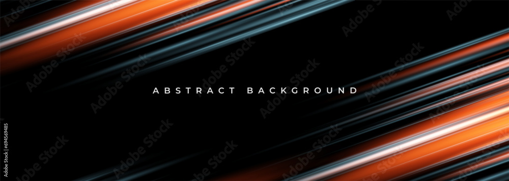 Wall mural black abstract background with colored stripes. modern dark wide abstract banner design. vector illu - Wall murals