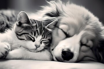 Paws in Harmony: A Cat and Dog's Peaceful Friendship