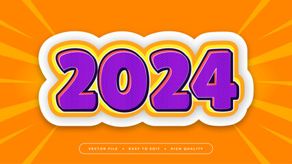 Orange white and purple violet 2024 3d editable text effect - font style