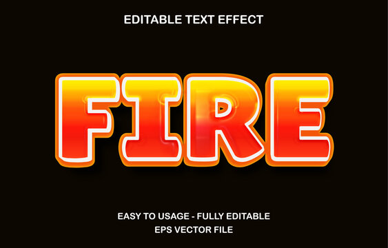 Fire editable text effect template, 3d cartoon neon glossy style typeface, premium vector