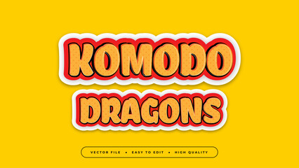 Yellow orange and red komodo dragon 3d editable text effect - font style