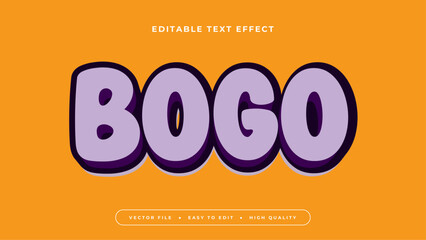 Orange and purple violet bogo 3d editable text effect - font style - obrazy, fototapety, plakaty