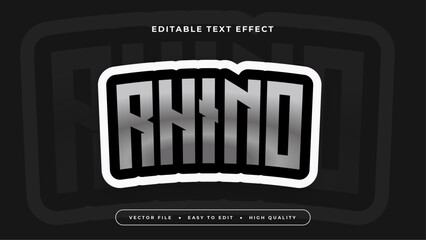 Gray grey black and white rhino 3d editable text effect - font style © QalamVision