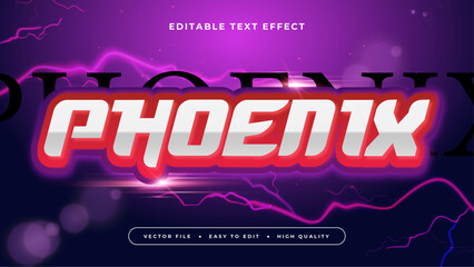 Red purple violet and silver phoenix 3d editable text effect - font style