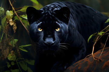 Naklejka na ściany i meble Black Panther, panther, wildlife, wild panther, jungle animals, wild cat