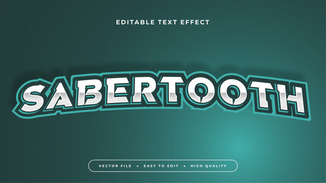 White and green sabertooth 3d editable text effect - font style