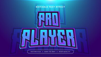 Blue and purple violet pro player 3d editable text effect - font style
