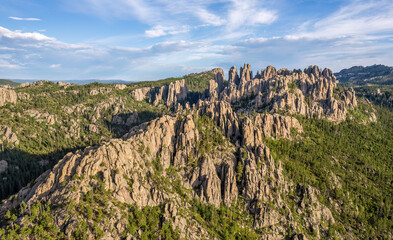 Fototapeta na wymiar Early morning view of the Cathedral Spires formation at Custer Sate Park - South Dakota from the Needles Highway