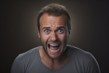 Excited Man with Intense Facial Expression. Generative AI.