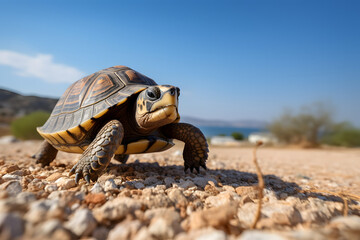Fototapeta premium Turtle on a beach, turtles, beach turtle, wildlife, wild turtles