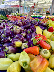 organic bell peppers at the farmers market