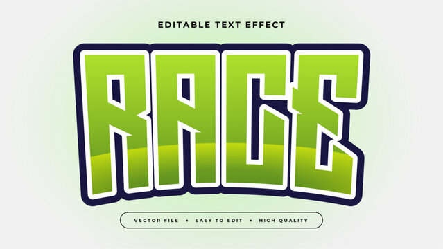 White black and green race 3d editable text effect - font style