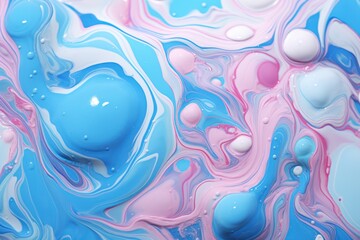 Pink and blue acrylic color liquid ink swirl abstract background with ravishing turbulence wavy pattern and detailed texture. Colorful and realistic dynamic texture - obrazy, fototapety, plakaty