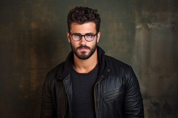 Obraz premium Portrait of a handsome young man on the street at night.