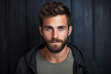 Obraz premium Portrait of a handsome young man on the street at night.