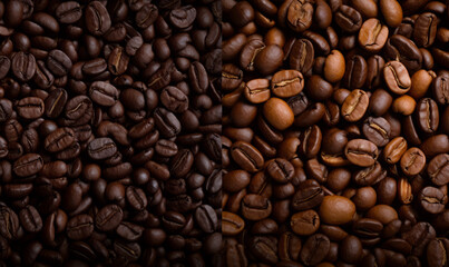 Top view coffee beans  