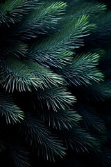 Fototapeta na wymiar Deep Green Pine Foliage in Shadows