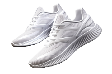 White running sneakers. Cut out on transparent