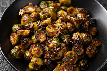 Roasted Brussels sprouts with parmesan cheese and garlic