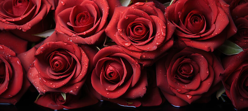 Close-up of stunning roses gracefully covering the entire photograph, showcasing the beauty and intricacy of the floral arrangement, generative ai