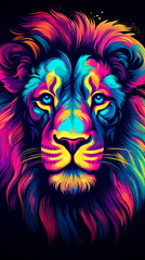 Lion head on colorful background
