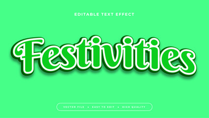 White and green festivities 3d editable text effect - font style