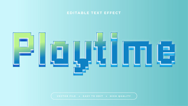 Blue green and white playtime 3d editable text effect - font style