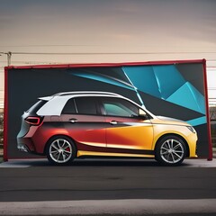 A car wrapped in a customizable advertising design mockup3