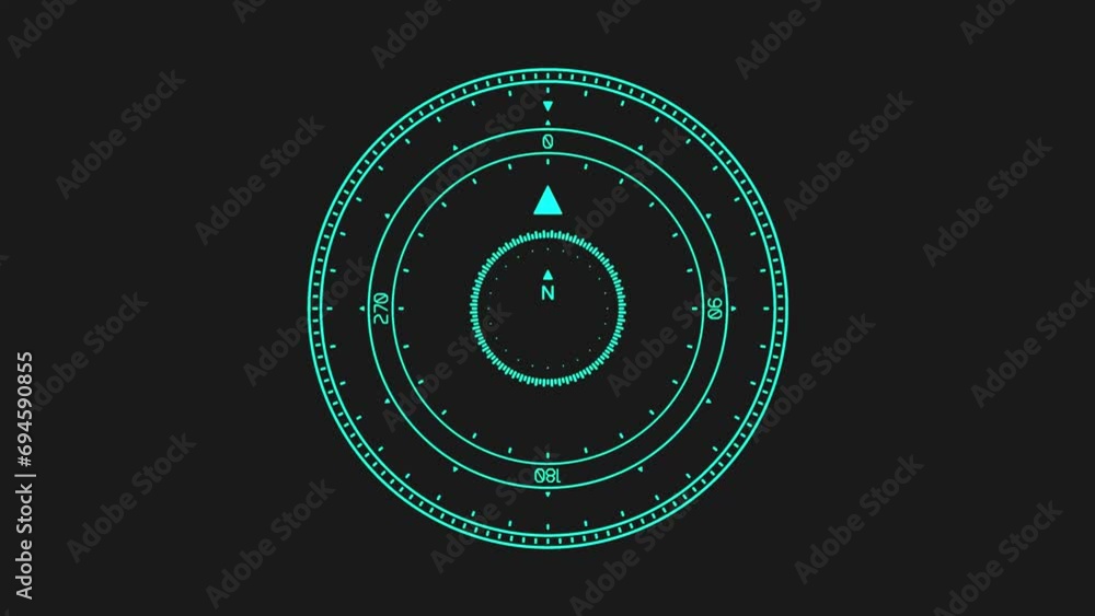 Poster compass or gyroscope scale. determination of location. rendering animation. footage for video editin