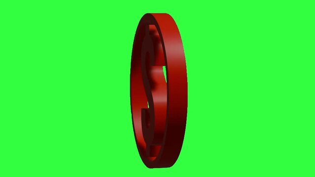 3d render of rotating red dollar logo on green screen