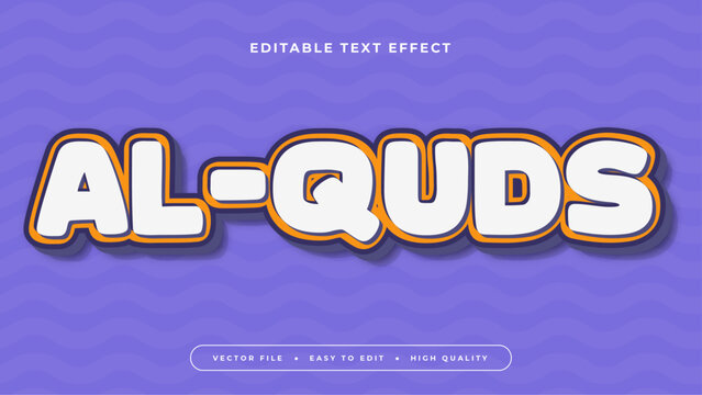 Purple orange and white al-quds 3d editable text effect - font style