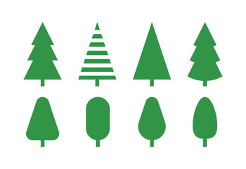 Obraz premium A set of simple tree illustrations of various shapes.