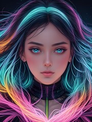 European-looking girl with colorful hair