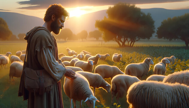 Shepherd at Sundown: Abel's Contemplative Evening Among His Flock